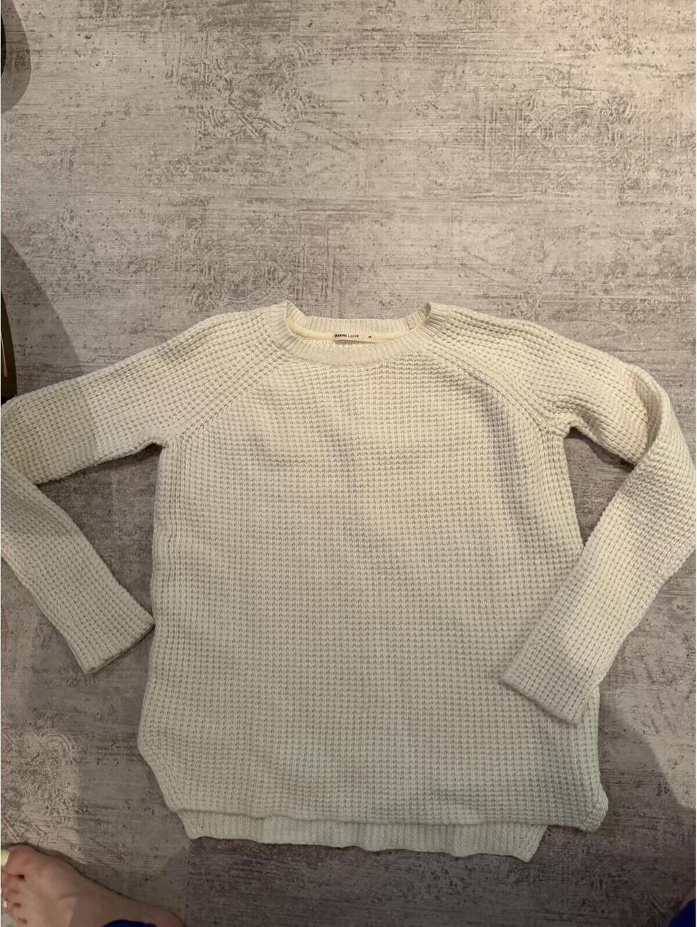 Marine Layer Cream Ivory Waffle Knit Cotton Sweater M